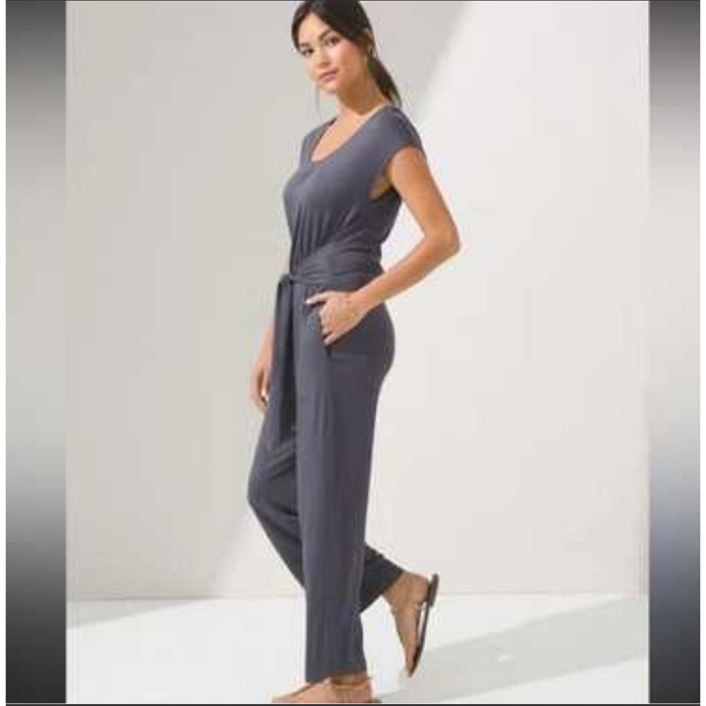 Soma Weekend Jumpsuit Womens XL Pockets Tie Waist Casual Lounge Soft Stretch